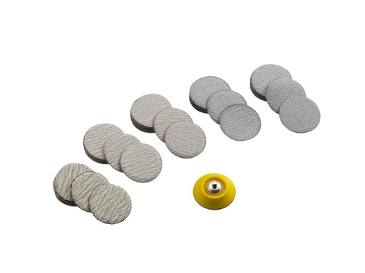 PCL APA95 50mm (2") Sandpaper Discs, 60, 120, 240, 320 & 400 Grades (10 of each Grade plus 2" Backing Pad per Pack)