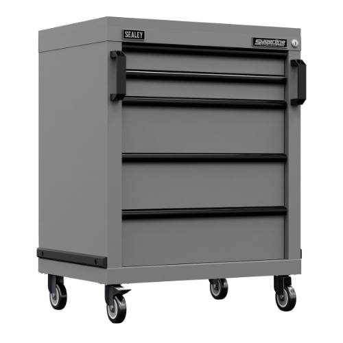 Sealey APMS34BE Superline PRO Black Edition Modular Mobile Cabinet 5 Drawer 650mm, Re-Boxed, Grade A, 12 Months Warranty