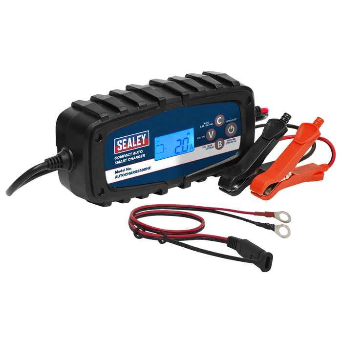 Sealey AUTOCHARGE400HF Compact Smart Charger & Maintainer 4A 9-Cycle 6/12V - Lithium