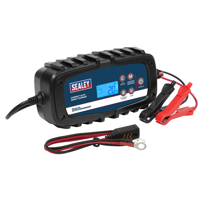 Sealey AUTOCHARGE650HF Compact Smart Charger & Maintainer 6.5A 9-Cycle 6/12V - Lithium