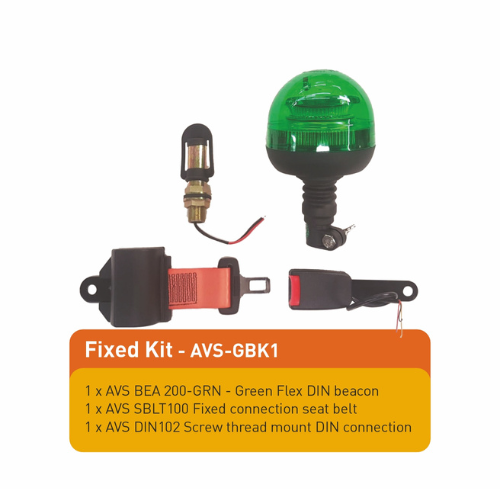 Ashtree Green Flex DIN Beacon Fixed Kit with Fixed Connection Seat Belt, AVS-GBK1