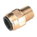 Sealey CAS15BSA Straight Adaptor 15mm x 1/2"BSPT Brass (John Guest Speedfit® - MM011504N)