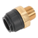 Sealey CAS28BSA Straight Adaptor 28mm x 1"BSPT Brass (John Guest Speedfit® - MM012808N)