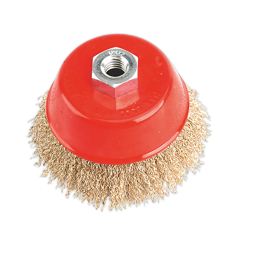 Sealey Brassed Steel Cup Brush, Ø100mm M14 x 2mm, CBC100