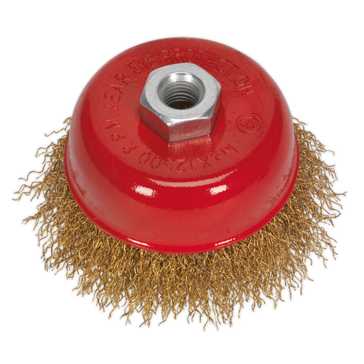 Sealey Brassed Steel Cup Brush, Ø75mm M10 x 1.5mm, CBC75