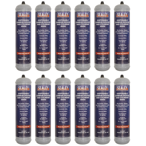 Welding Carbon Dioxide Gas Cylinder Disposable 600g - Box of 12, CO2/101/12, Sealey