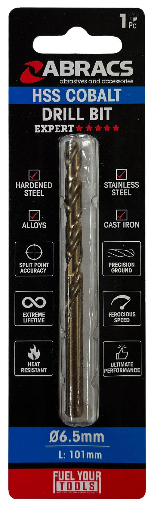 Abracs 6.5mm Cobalt M35 HSS Drill Bit - Pack of 1, DBCB06501