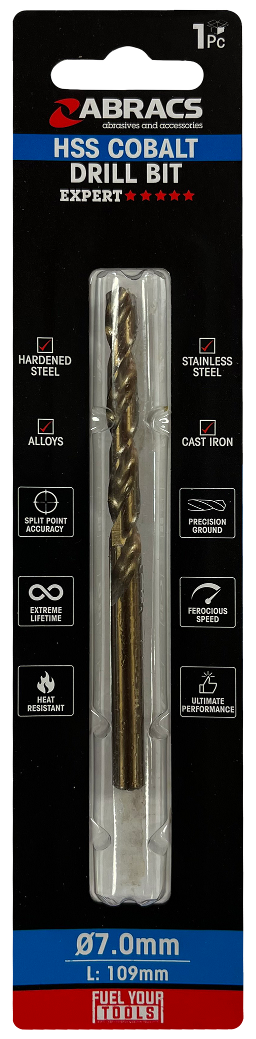 Abracs 7.0mm Cobalt M35 HSS Drill Bit - Pack of 1, DBCB07001