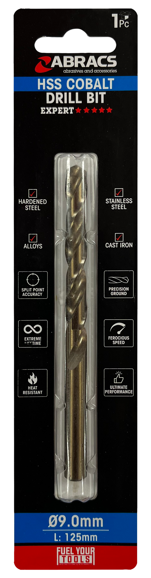 Abracs 9.0mm Cobalt M35 HSS Drill Bit - Pack of 1, DBCB09001