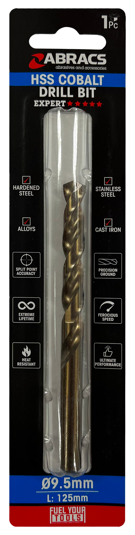 Abracs 9.5mm Cobalt M35 HSS Drill Bit - Pack of 1, DBCB09501