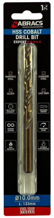 Abracs 10.0mm Cobalt M35 HSS Drill Bit - Pack of 1, DBCB10001