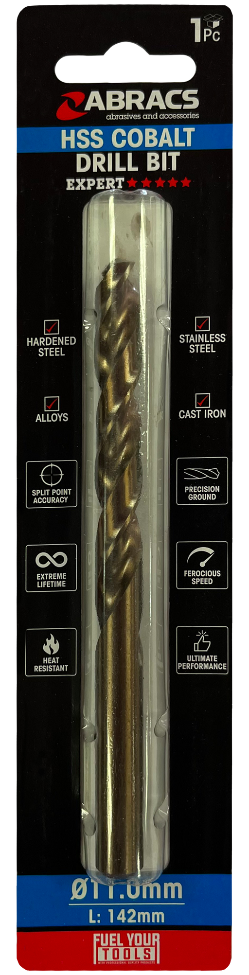 Abracs 11.0mm Cobalt M35 HSS Drill Bit - Pack of 1, DBCB11001