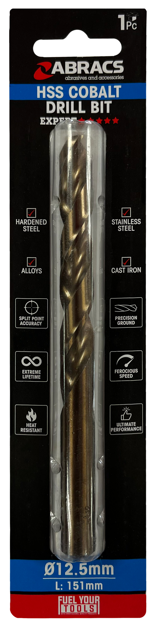 Abracs 12.5mm Cobalt M35 HSS Drill Bit - Pack of 1, DBCB12501