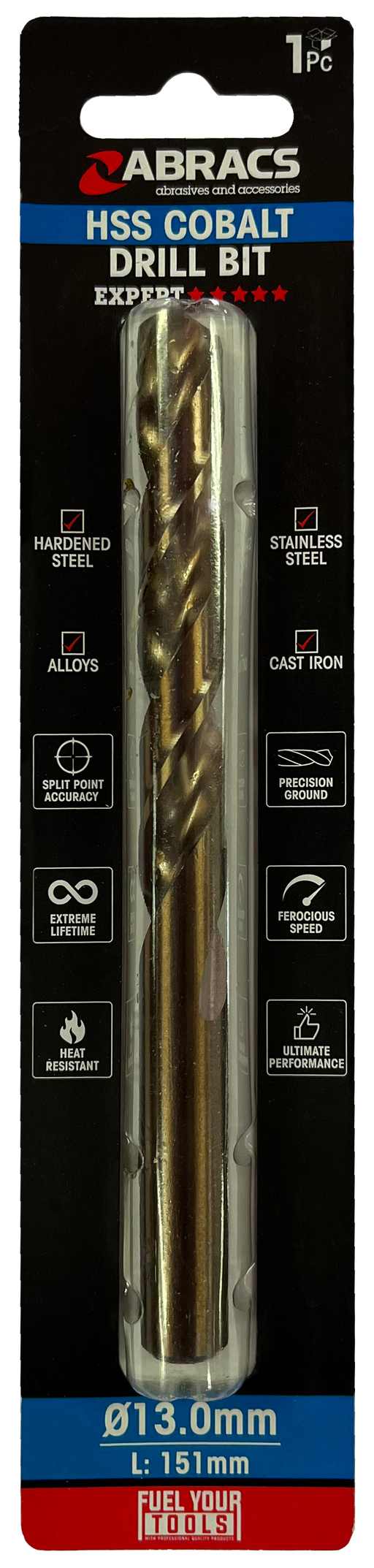 Abracs 13.0mm Cobalt M35 HSS Drill Bit - Pack of 1, DBCB13001