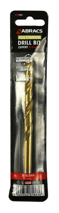 Abracs Tin Coated HSS Drill Bit 10.0mm - Pack of 1, DBT1001