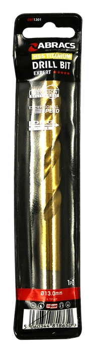 Abracs Tin Coated HSS Drill Bit 13.0mm - Pack of 1, DBT1301