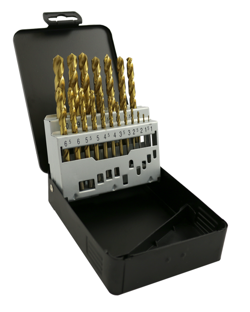 Abracs 19pc Tin Coated HSS Drill Bit Set Pack of 1, DBTKIT19