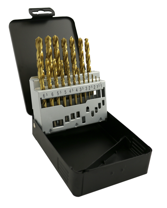 Abracs 19pc Tin Coated HSS Drill Bit Set Pack of 1, DBTKIT19