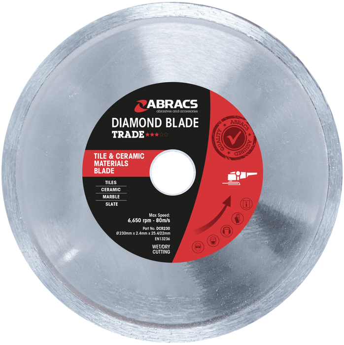 Abracs Diamond Tile Blade - Trade, 230mm x 25.4/22mm, DCR230