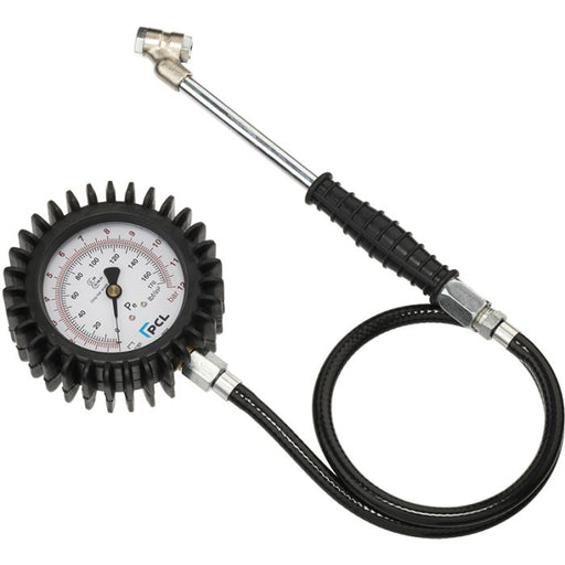 PCL DPG3H03 Tyre Check Dial gauge (80mm Dia) 0-170 psi & 0-12 bar, Twin Hold-On Connector