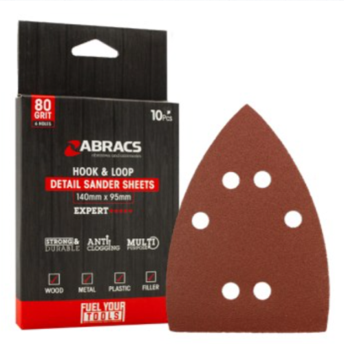 Abracs Detail Sander Sheet 140mm x 95mm x 120g - Pack of 10, DS1409512010