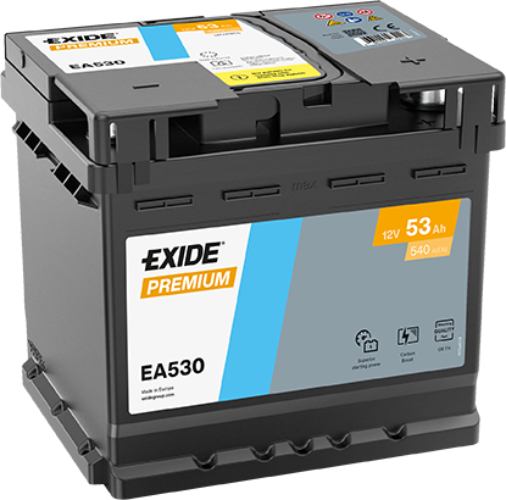 Exide EA530 Premium Car Battery 079TE -12V 53Ah, 5 Years Warranty