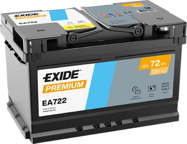 Exide EA722 Premium Car Battery 096TE -12V 72Ah, 5 Years Warranty