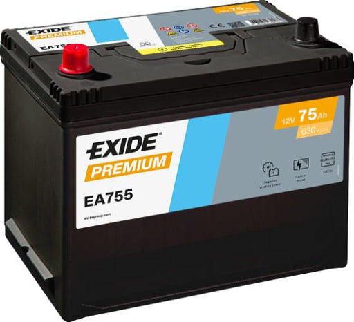 Exide EA755 Premium Car Battery 031TE -12V 75Ah, 5 Years Warranty