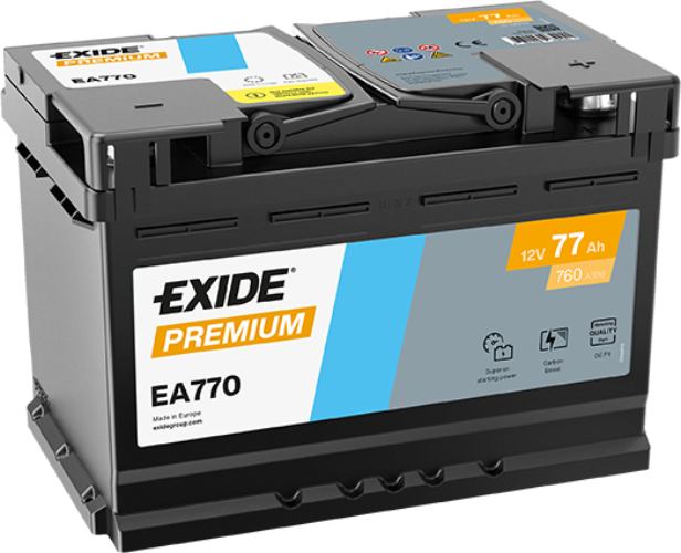 Exide EA770 Premium Car Battery 067TE -12V 77Ah, 5 Years Warranty
