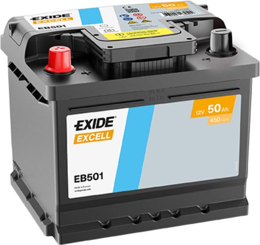 Exide EB501 077SE Excell Car Battery -12V 50Ah, 4 Years Warranty