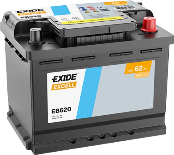 Exide EB620 Excell Car Battery 027SE -12V 62Ah, 4 Years Warranty