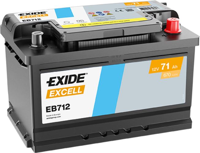 Exide EB712 096SE Excell Car Battery -12V 71Ah, 4 Years Warranty