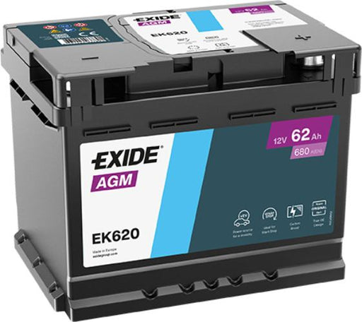 Exide EK620 027 AGM Car Battery -12V 62Ah, 3 Years Warranty