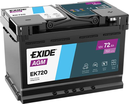 Exide EK720 096 AGM Car Battery -12V 72Ah, 3 Years Warranty