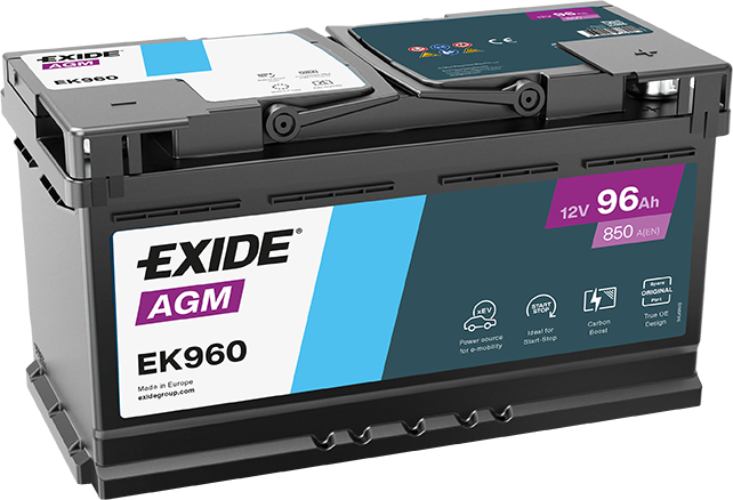 Exide EK960 Start-Stop AGM Car Battery -12V 96Ah, 3 Years Warranty