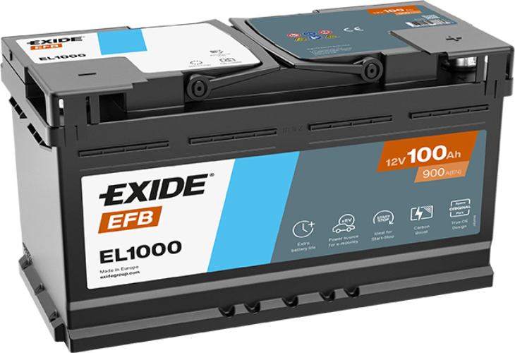 Exide EL1000 019 EFB Car Battery -12V 100Ah, 3 Years Warranty