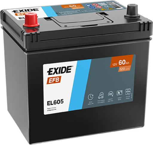 Exide EL605 005R EFB Car Battery -12V 60Ah, 3 Years Warranty