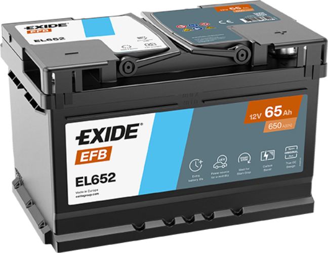 Exide EL652 100 Start Stop EFB Car Battery -12V 65Ah, 3 Years Warranty