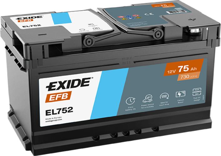 Exide EL752 110 EFB Car Battery -12V 75Ah, 3 Years Warranty