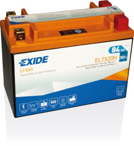 Exide ELTX20H Li-Ion Lithium Motorbike Battery -12V 7Ah, 1 Year Warranty