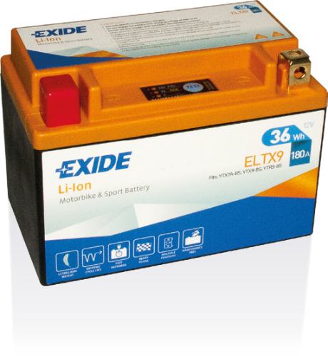 Exide ELTX9 Li-Ion Lithium Motorbike Battery -12V 3Ah, 1 Year Warranty