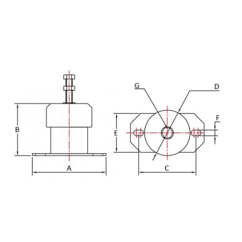 Enclosed Spring Mount - Anti-Vibration, Thread Size M10, Maximum Load 100Kg - ESM25/100