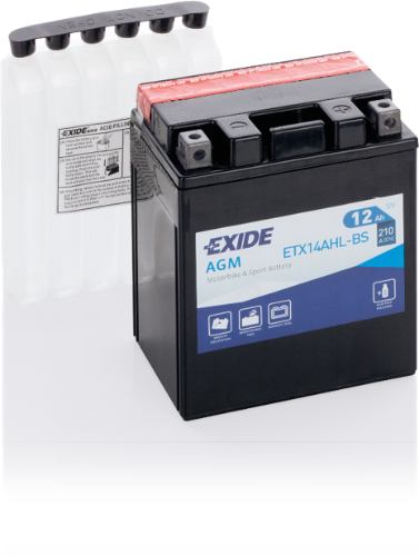 Exide ETX14AHL-BS AGM Motorcycle Battery -12V 12Ah, 1 Year Warranty