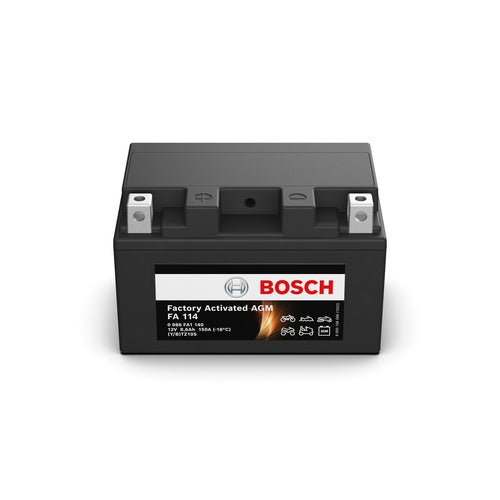 FA 114 Bosch Factory Activated AGM Motorcycle Battery 12V 8.6Ah Type YTZ10S - 0986FA 1140, 1 Year Warranty