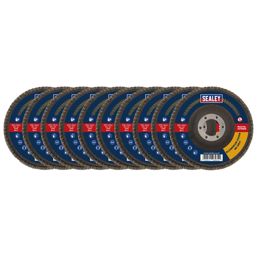 Sealey Flap Discs Aluminium Oxide, Ø115mm Ø22mm Bore 60Grit - Pack of 10, FD11560E10