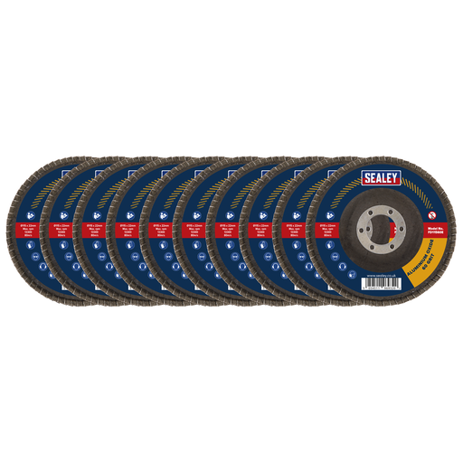 Sealey Assorted Grit Flap Discs Aluminium Oxide, Ø115mmØ22mm Bore - Pack of 10, FD115EMIX