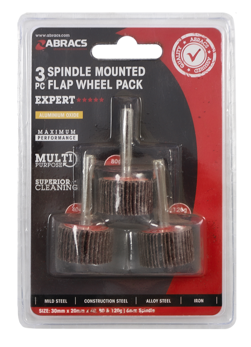 Abracs 3 Pcs Flap Wheels Pack, 30mm x 20mm x 40/80/120g Pack of 1, FWPK330