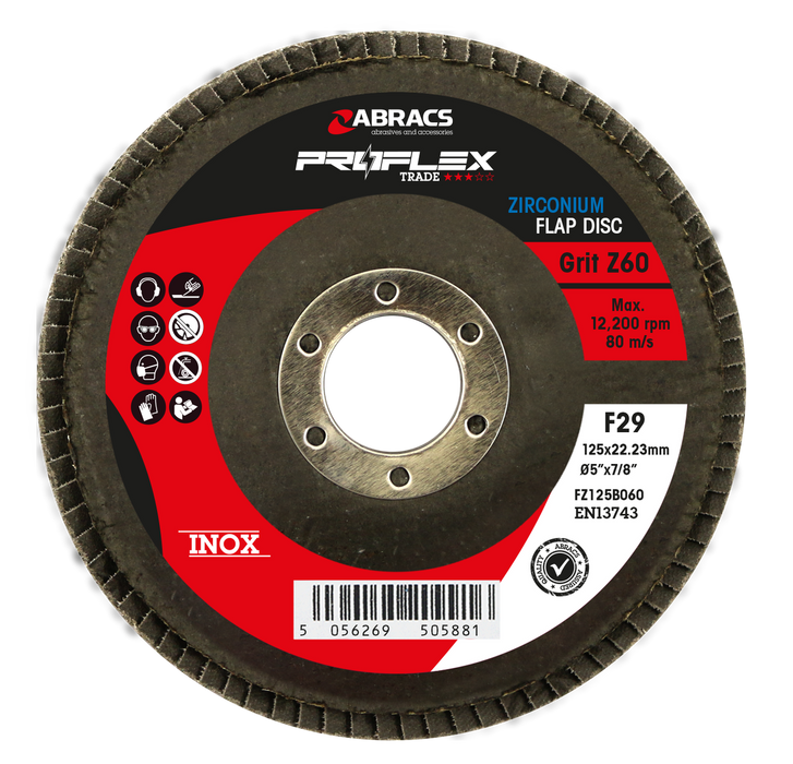Abracs ProFlex Flap Discs, 125mm x 60g - Pack of 25, FZ125B060