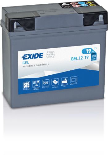 Exide GEL12-19 Motorcycle Battery -12V 19Ah, 1 Year Warranty