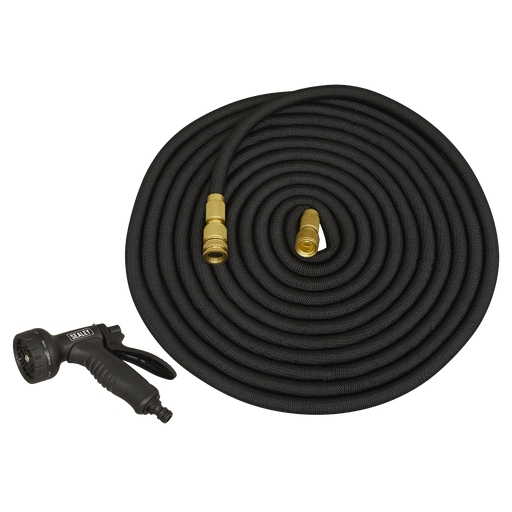 Garden Hose Black, Expandable 30m Premium Ø17mm, GH30E, Sealey